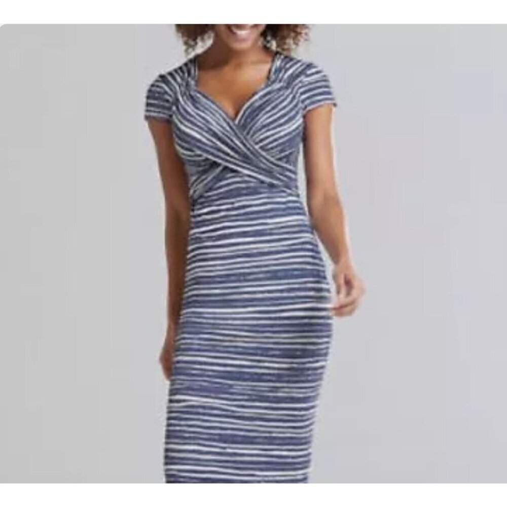 Bravissimo Joanna Maxi Dress Sz 14 Blue White Really/Super Curvy Wrap Bodice NEW